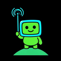 The creature on a hilltop raising an antenna, signal arcs coming off the tip.